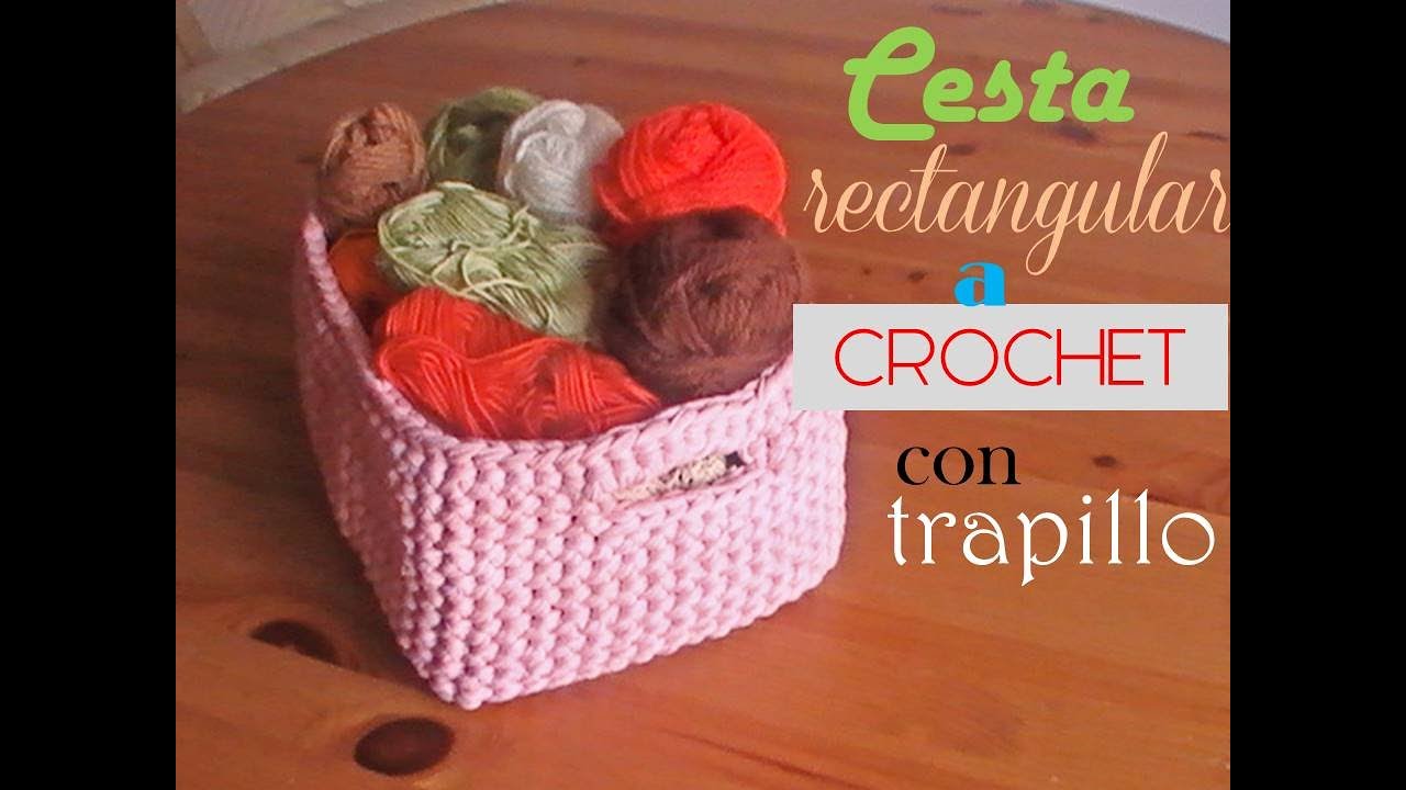CESTA a CROCHET rectangular  con TRAPILLO (diestro)