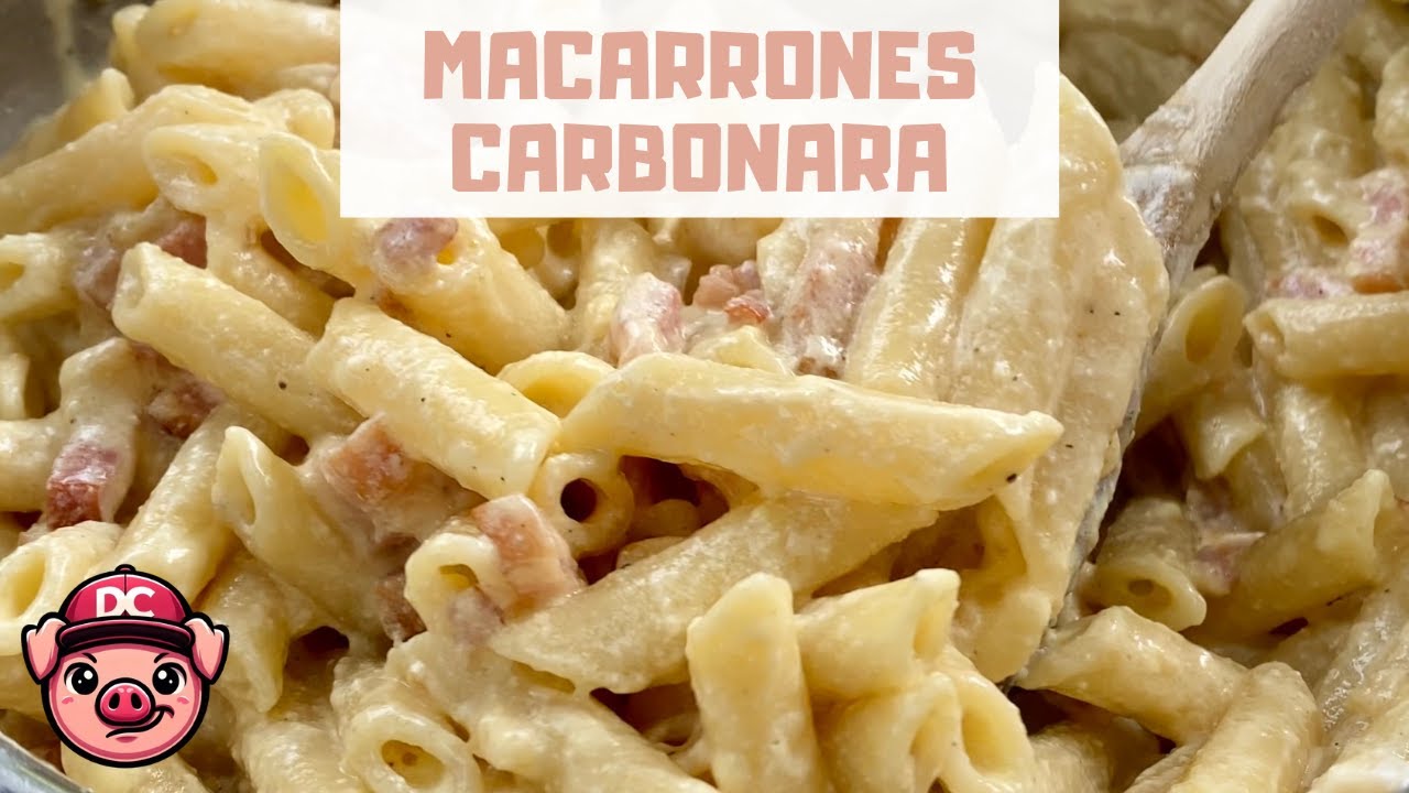 Macarrones a la Carbonara 🥓 ¡Receta con Nata, Bacon y Huevo!