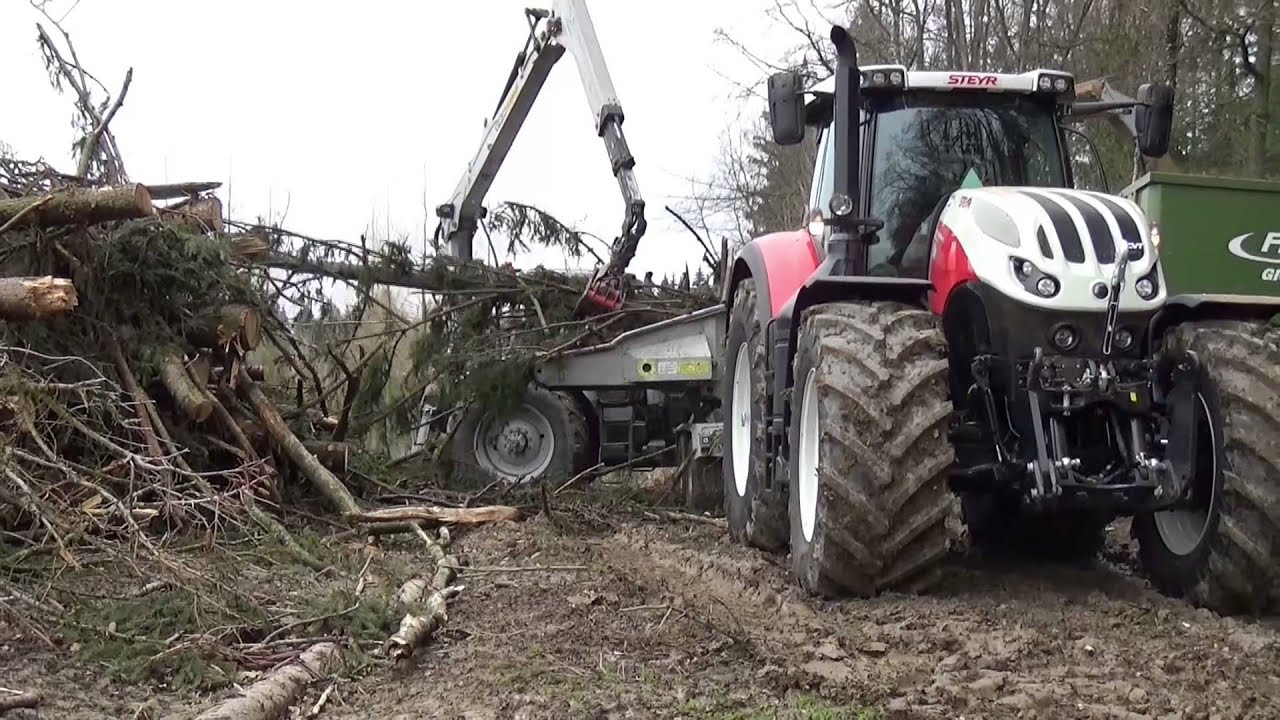 Holz häckseln |Steyr Terrus CVT 6300 und Steyr CVT 6250| |*HD*|