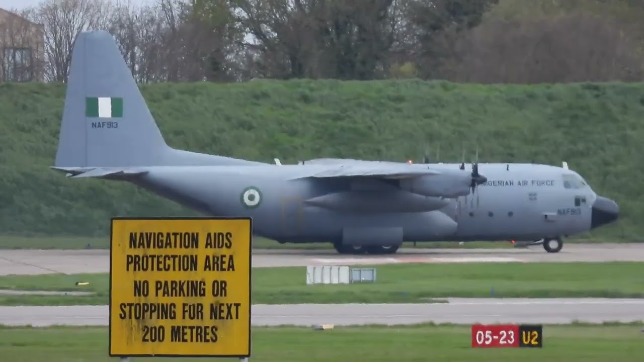 A Spectacular View of The Nigerian Air Force Lockheed C 130H Hercules 913 at Cambridge