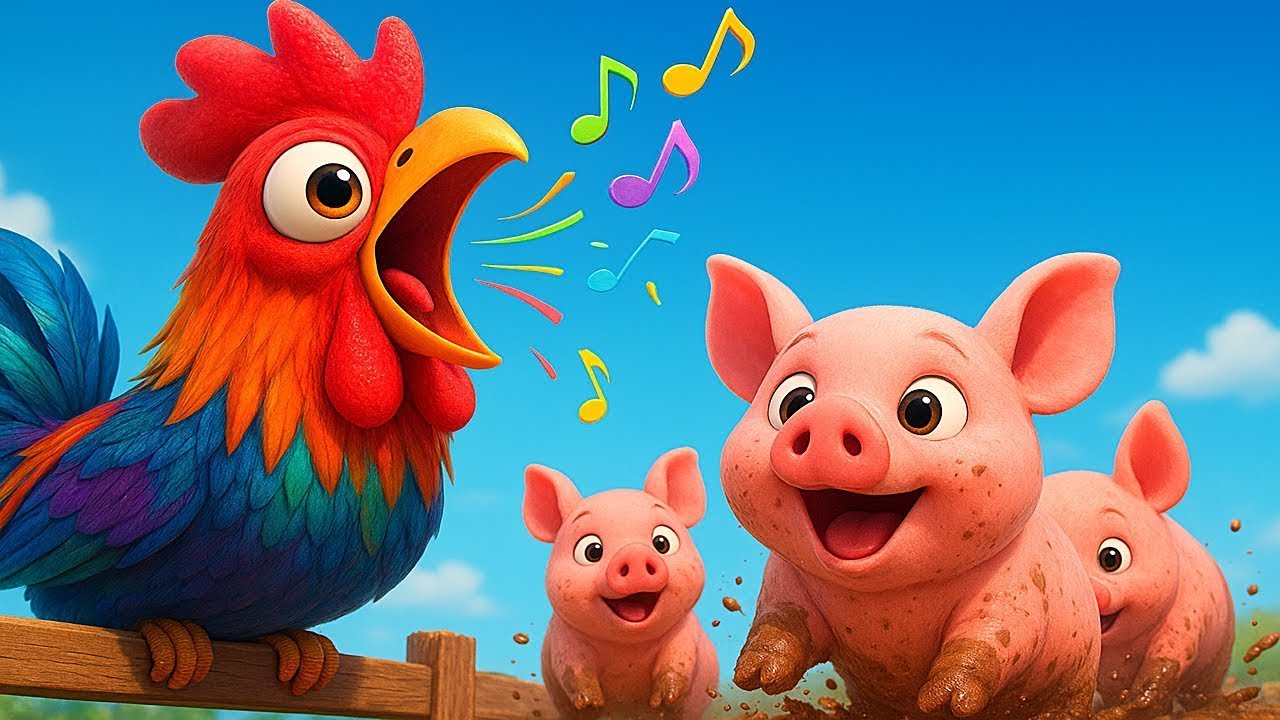 Il Gallo Riki tutto il giorno: Chicchirichì! 💛🐓 Canzone allegra per bambini - Rime per Bambini
