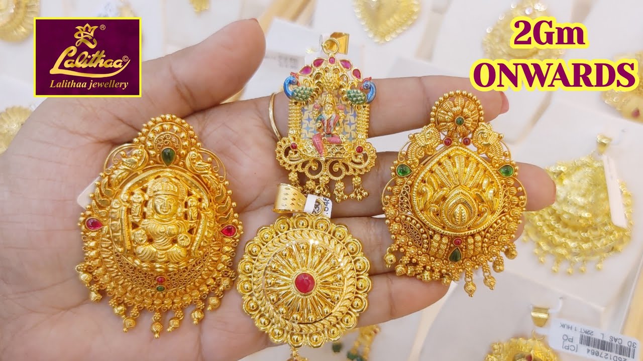 Chennai Lalithaa Jewellery traditional pendant collections 3 gram ONWARDS, Gold doller, gold mop