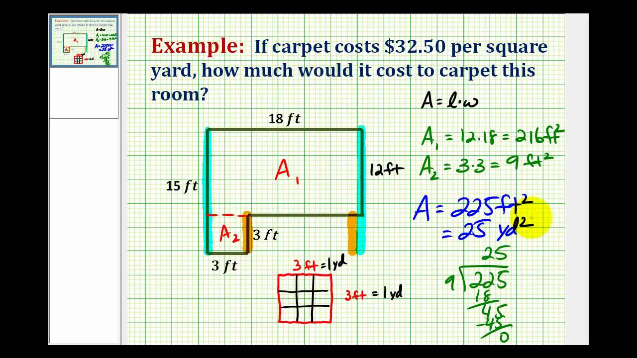 Example:  Determine Square Yards from Square Feet Application