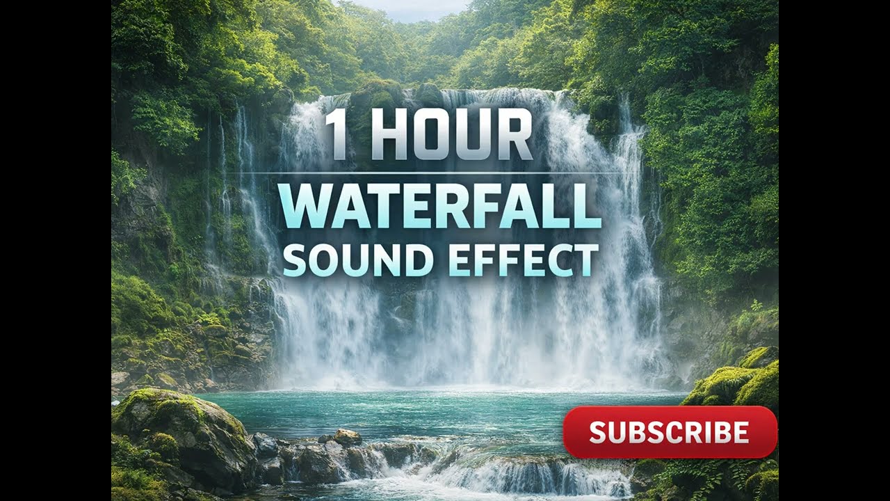 1 Hour Waterfall Sound Effect | Pure Rushing White Noise for Sleep, Study & Relaxation