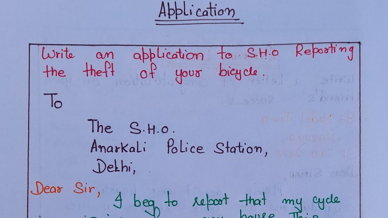 3 February 2026 Application To S.H.O. Reporting Theft of Bicycle 