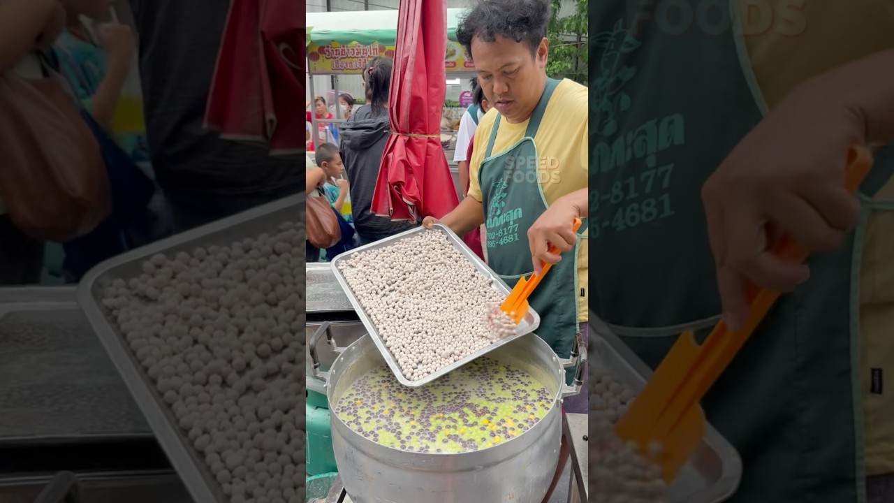 Glutinous Rice Balls with Sweet Egg - Thai Dessert