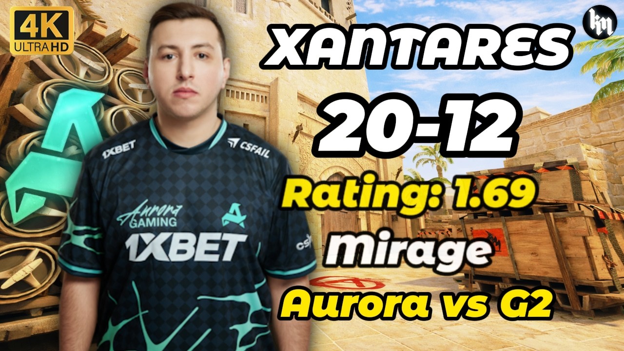 XANTARES (20-12) Aurora vs G2 (Mirage) ESL Pro League Season 23 Stage 2 #cs2 #aurora #xantares