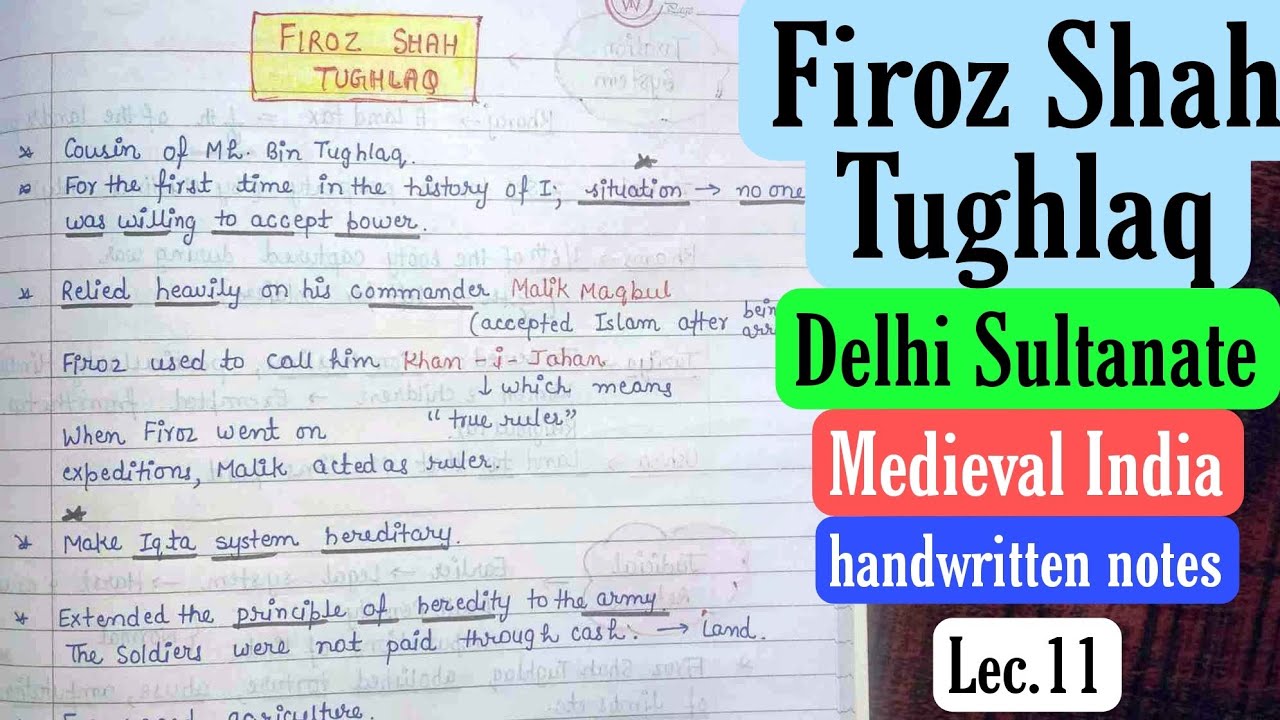 Firoz Shah Tughlaq || Delhi Sultanate || Medieval History || Lec. 11 || An Aspirant !