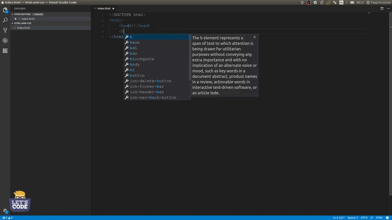HTML és CSS alapok - 2.rész - Az első weblap