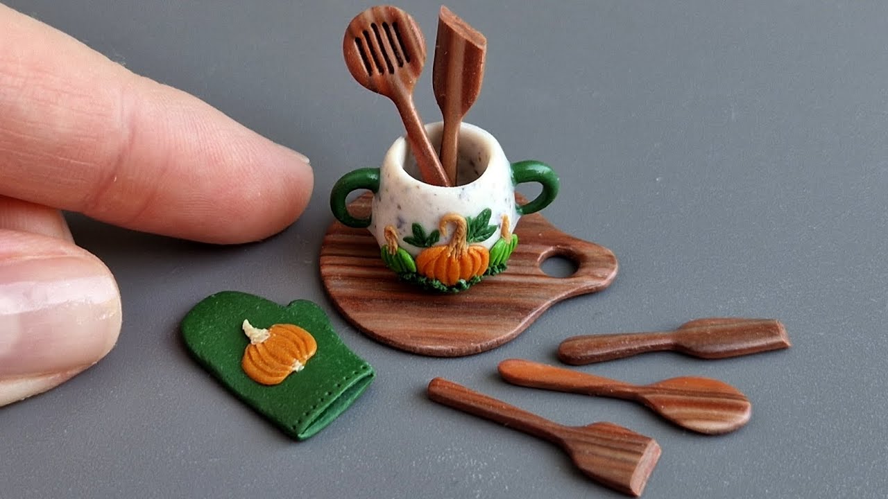 Miniature kitchenware set🧡💚Polymer clay\DIY\Tutorial\Fimo