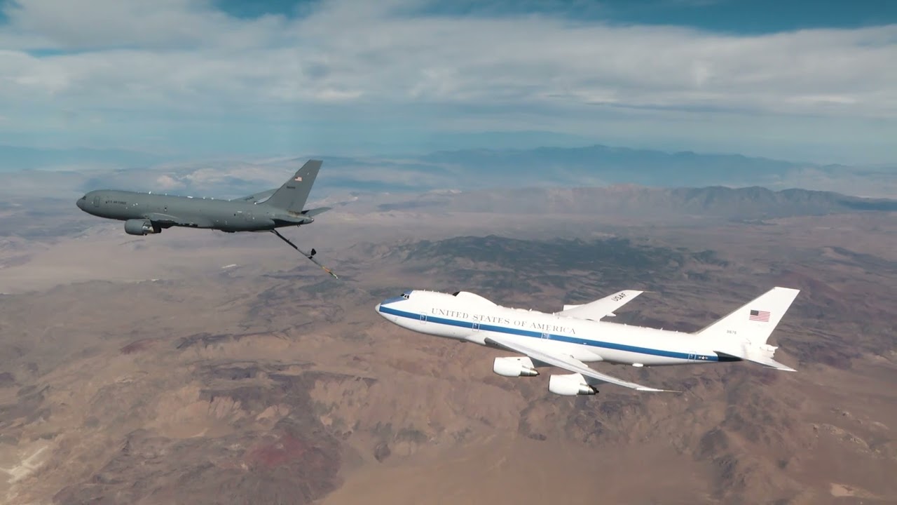 KC-46 Pegasus Aerial Refueling Testing with E-4B Nightwatch