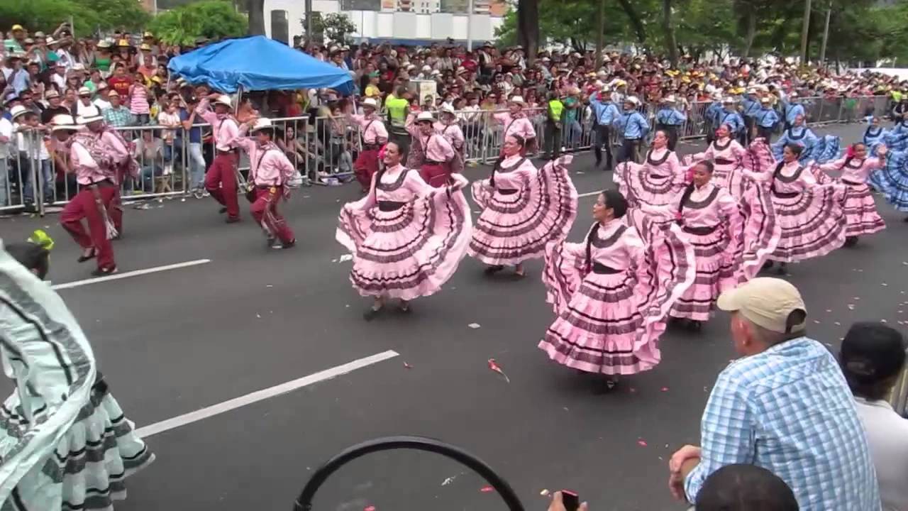 Feria de las Flores Flower Festival Parade Traditional Dancing in Medellin, Colombia