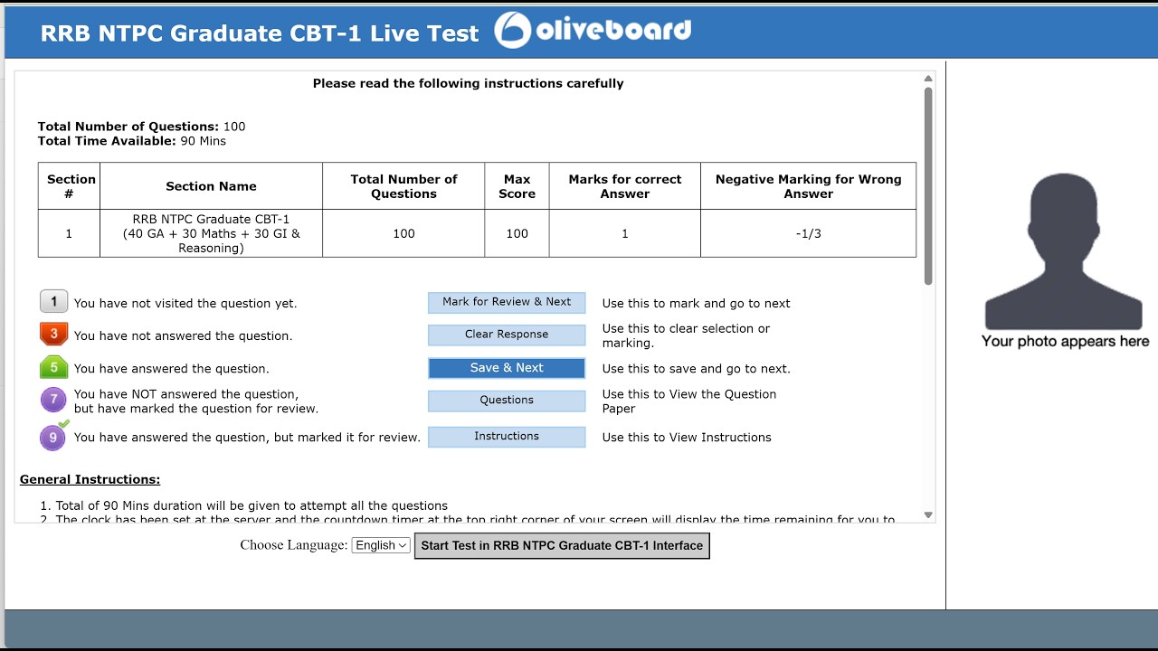 OLIVEBOARD RRB NTPC Graduate CBT-1 Live Test | Full Length Practice | Real Exam Level