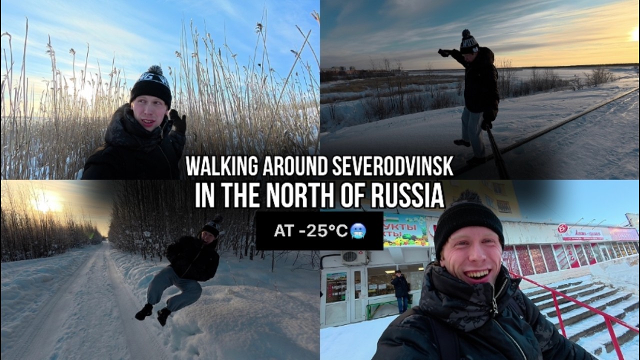 Walking around Severodvinsk. In the north of Russia