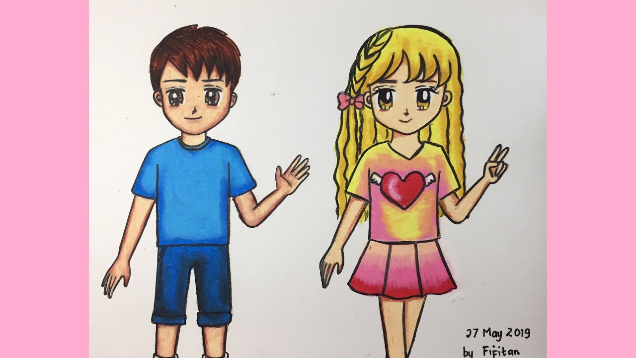 CARA MENGGAMBAR LAKI LAKI DAN PEREMPUAN / CARA MENGGAMBAR EP 16 