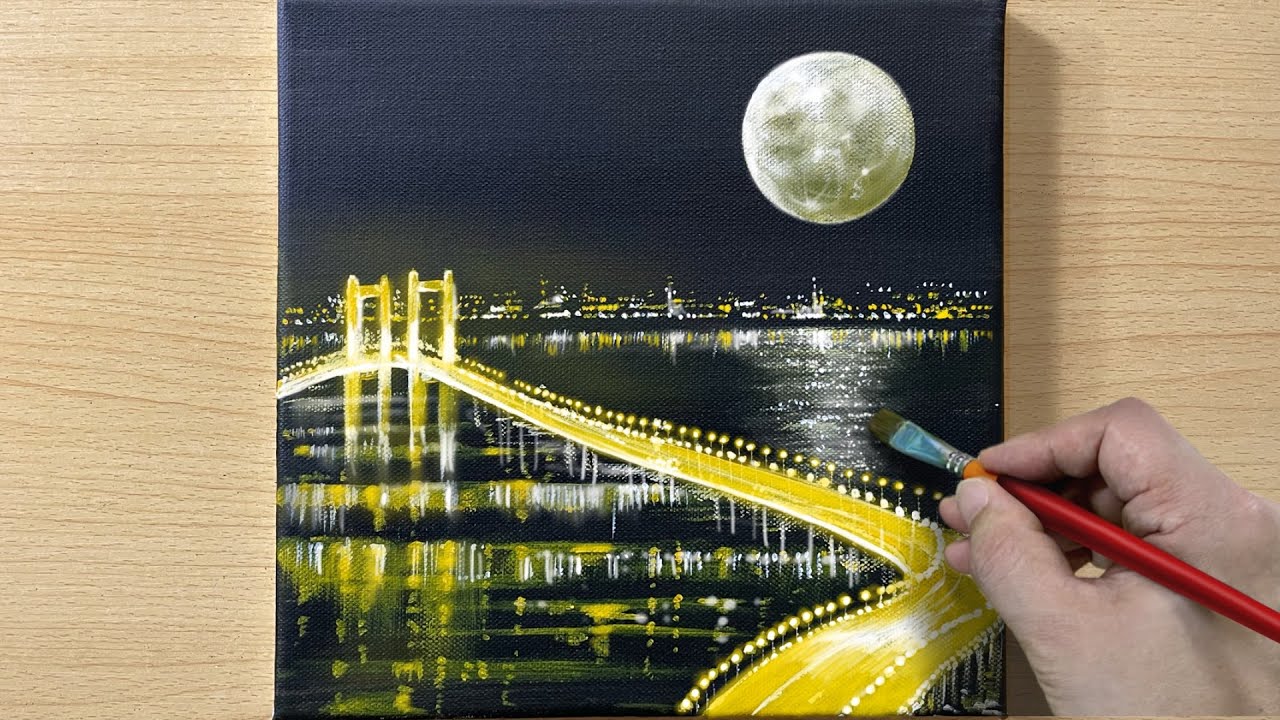 Acrylic Painting for Beginners / Moonlight Scenery / STEP by STEP #210 / 달빛풍경 아크릴화