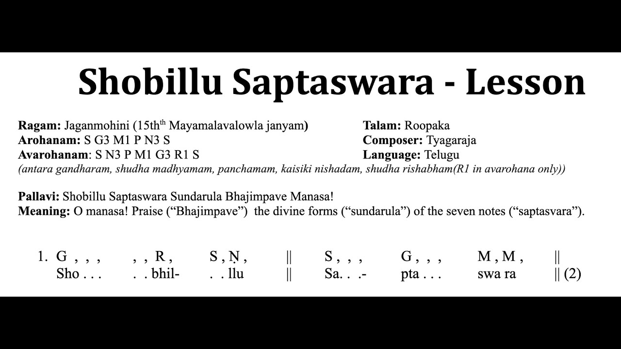 Shobhillu Lesson with svaram - Tyagaraja krithi