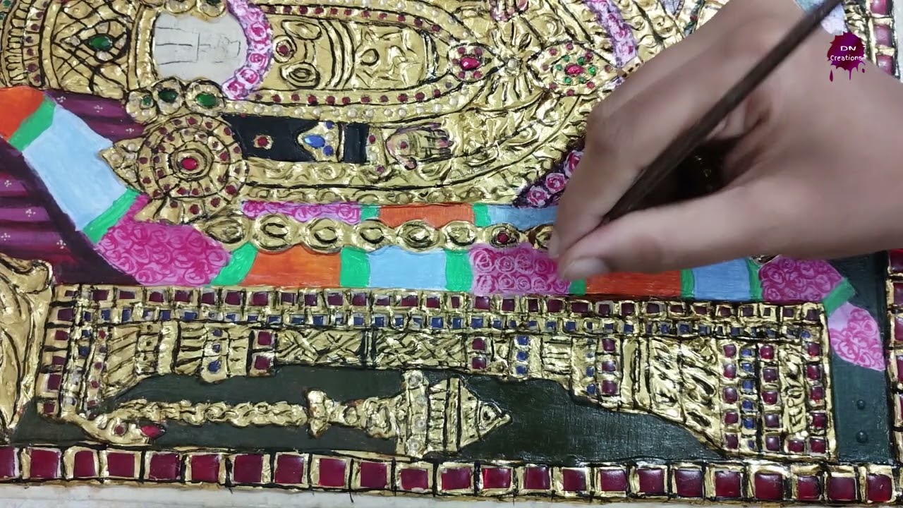 how to paint garland in tanjore painting |TANJORE PAINTING CLASS 11|balaji  malai painting