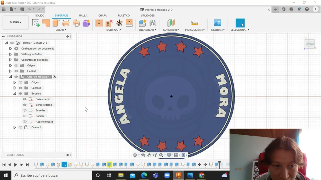 Unidad 3 Fase 4 Proyecto de curso: Medalla en Fusion 360