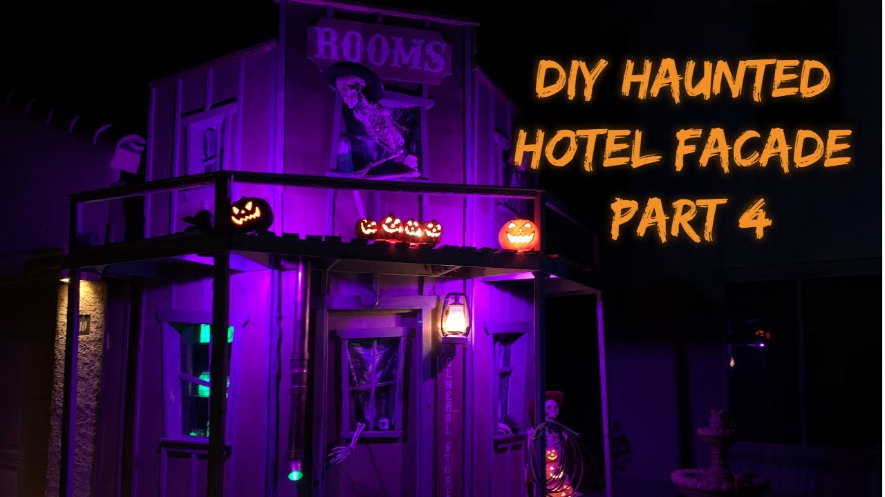 DIY Haunted Hotel Facade Part 4 – Assembled | Decorated