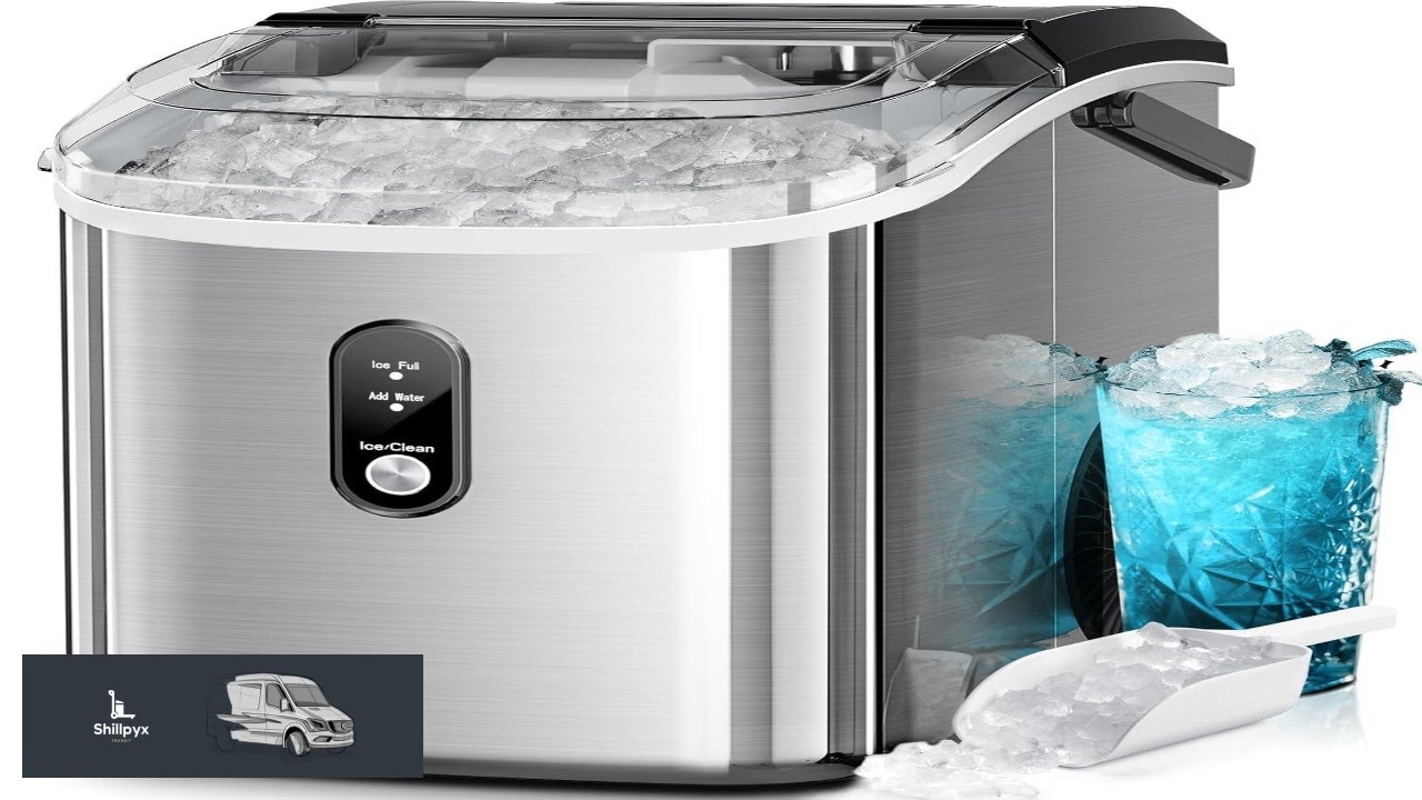 Kismile Nugget Ice Makers Countertop 35Lbs 24H Portable Sonic Ice Machine