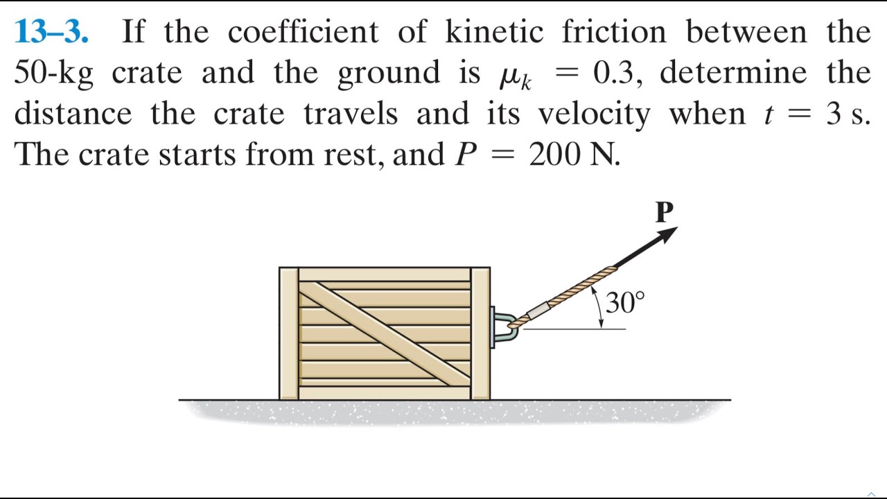 Динамика 13-3| Если коэффициент трения скольжения между ящиком массой 50 кг и землей равен...