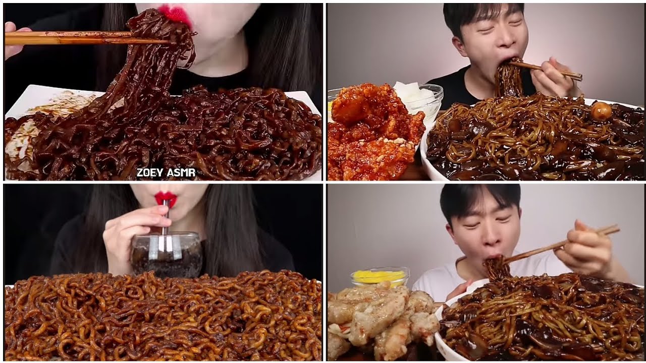 ASMR Eating Jajangmeyon 2x ..... Black bean noodles eating