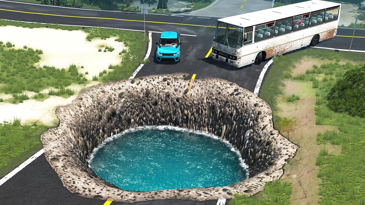 Cars vs Giant Pit (Crater) - BeamNG Drive - 🔥 Long Video SPECIAL