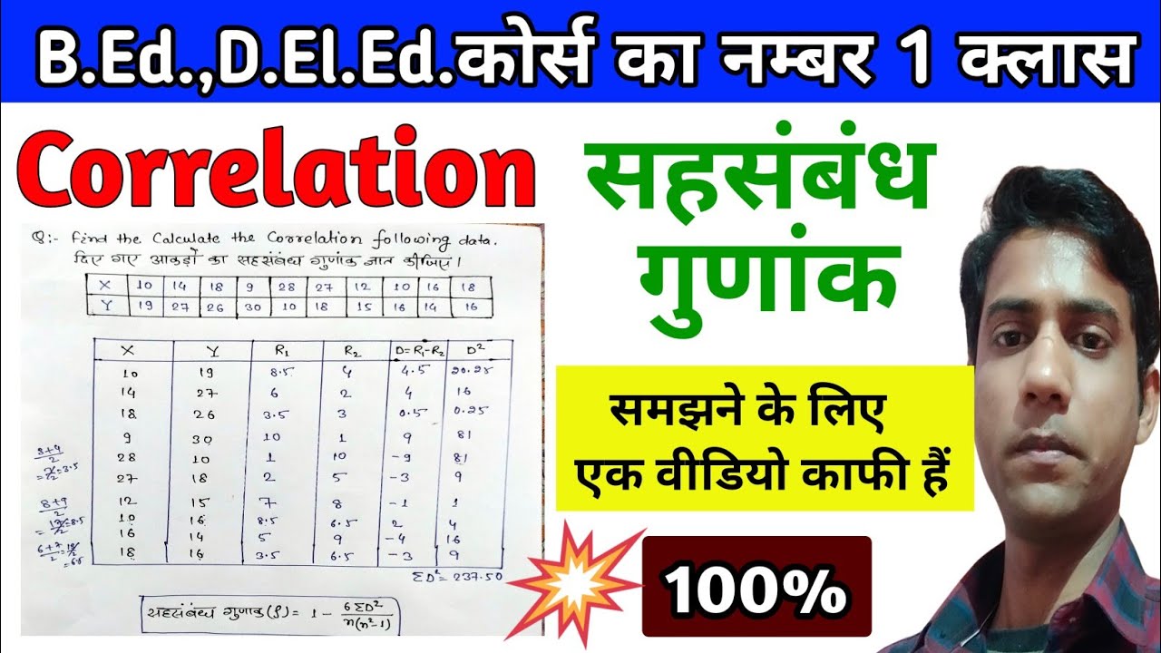 Correlation (सहसंबंध गुणांक) || B.Ed. Course, Assessment For Learning@missiononeway2549