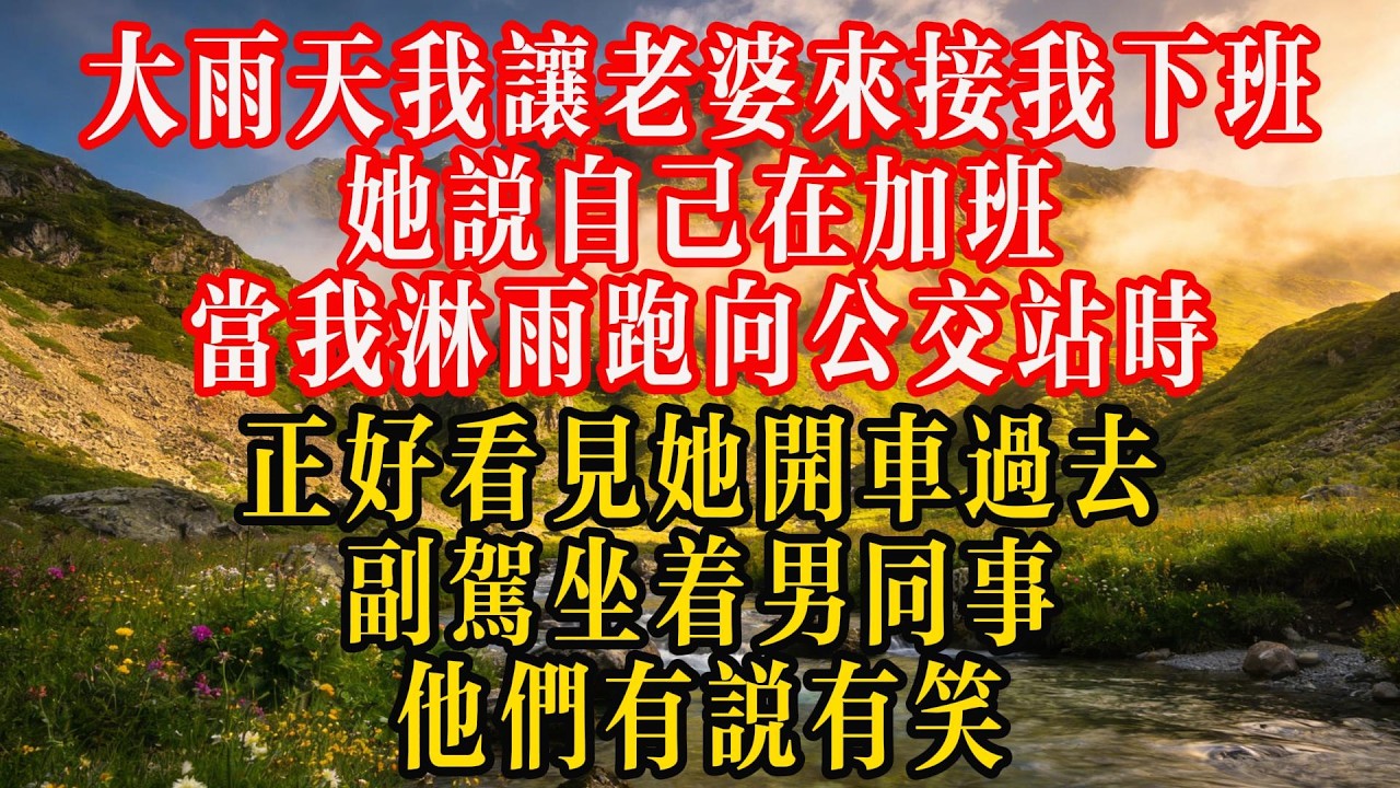 大雨天我让老婆来接我下班，她说自己在加班。当我淋雨跑向公交站时，正好看见她开车过去，副驾坐着男同事，他们有说有笑#人生感悟 #故事分享