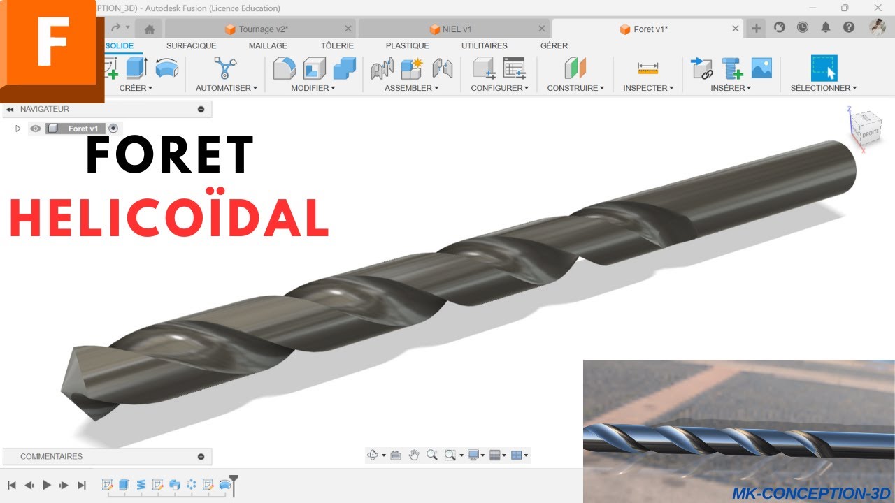 Comment concevoir un Foret Hélicoïdal sous FUSION360