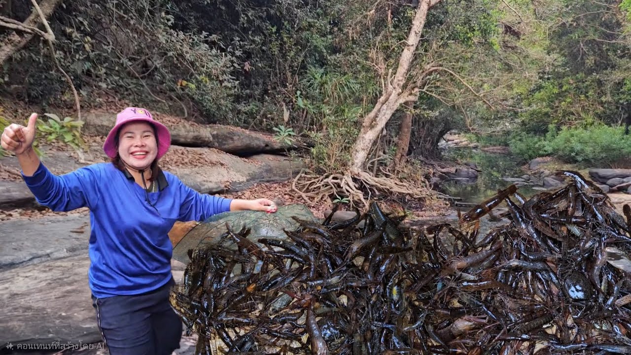 กุ้งดำ! กุ้งแก่งหิน หมานแตกซวดๆจ้า​ หาดูยากมีเฉพาะถิ่นตัวใหญ่ไม่เหมือนใคร​ #แซบเวอร์​ 22ก.พ.69