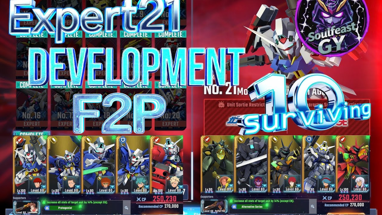 SD Gundam G Generation Eternal: Eternal Road Expert 21 F2P Development &10 Surviving 