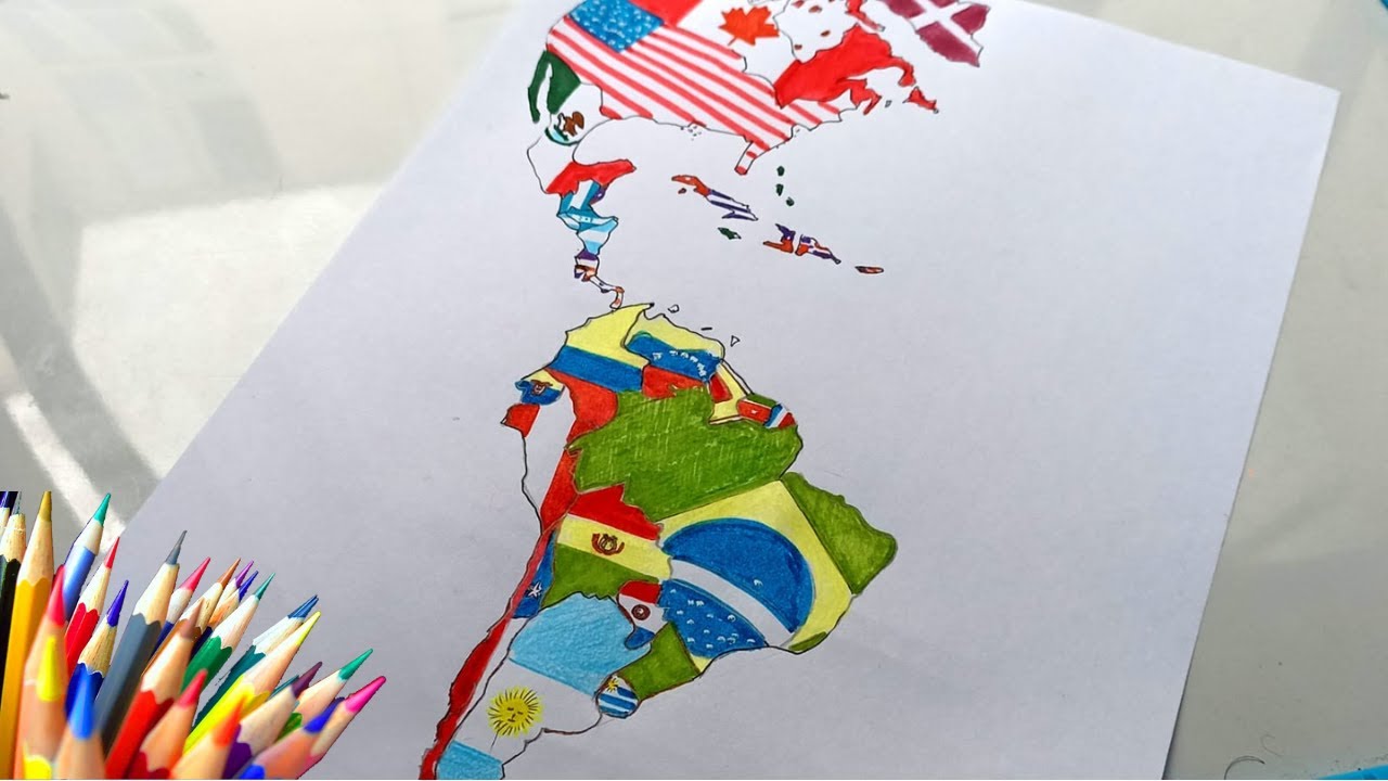 Comment dessiner la carte complète de l'Amérique avec des drapeaux