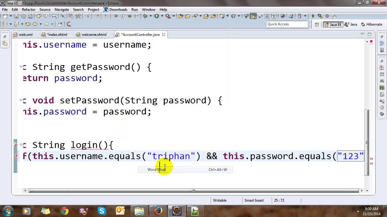 Create Login Validation with JSF (Java Server Faces)