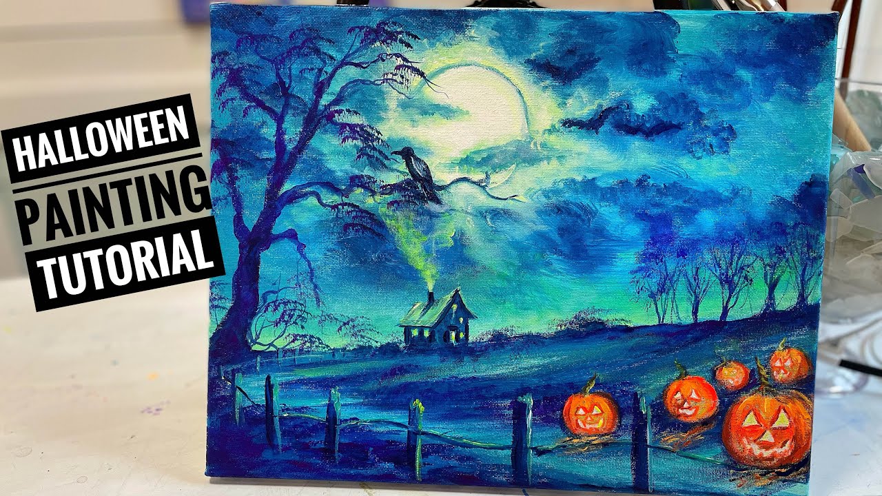 Halloween Painting Tutorial 🎃 step by step in acrylic