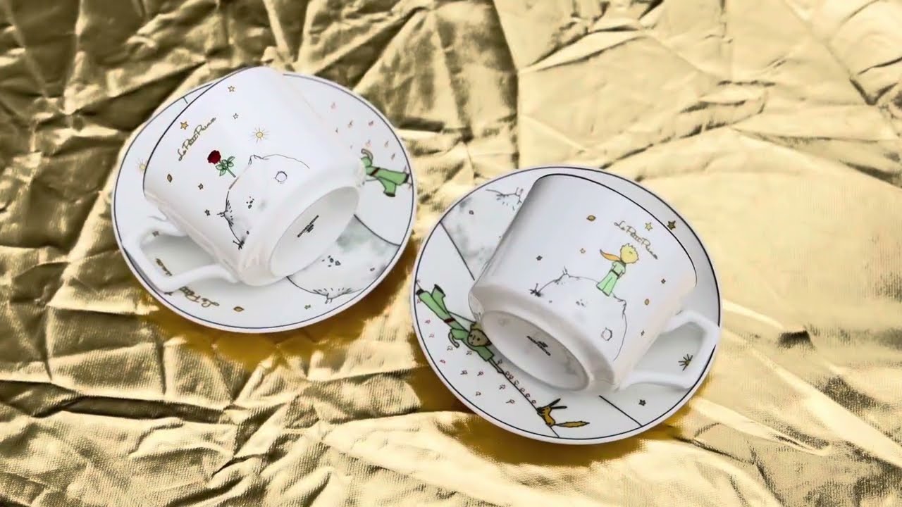 The Little Prince Porcelain Tea Cup and Saucer Set of 4 pieces for 2 pers.