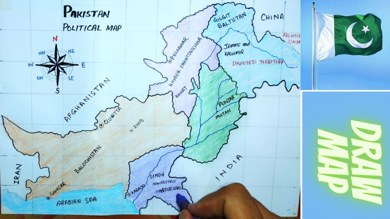 How to draw map of Pakistan step by step | Color Activity