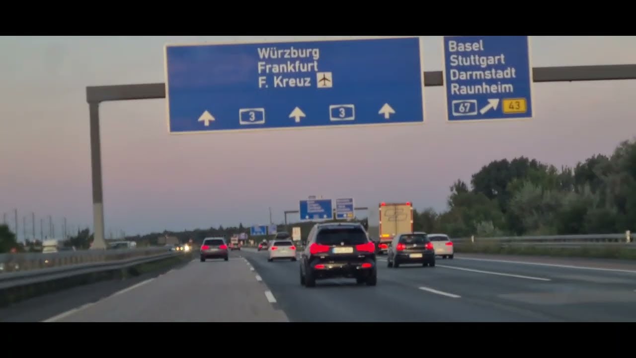 Driving in Autobahn from Frankfurt Hahn to Neureuth, Germany, 302km, Summer 2024