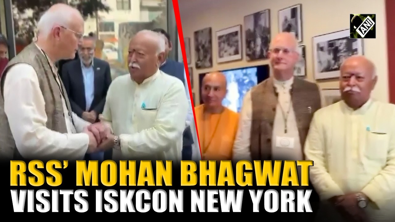 RSS chief Mohan Bhagwat visits ISKCON Temple in New York, joins food distribution drive