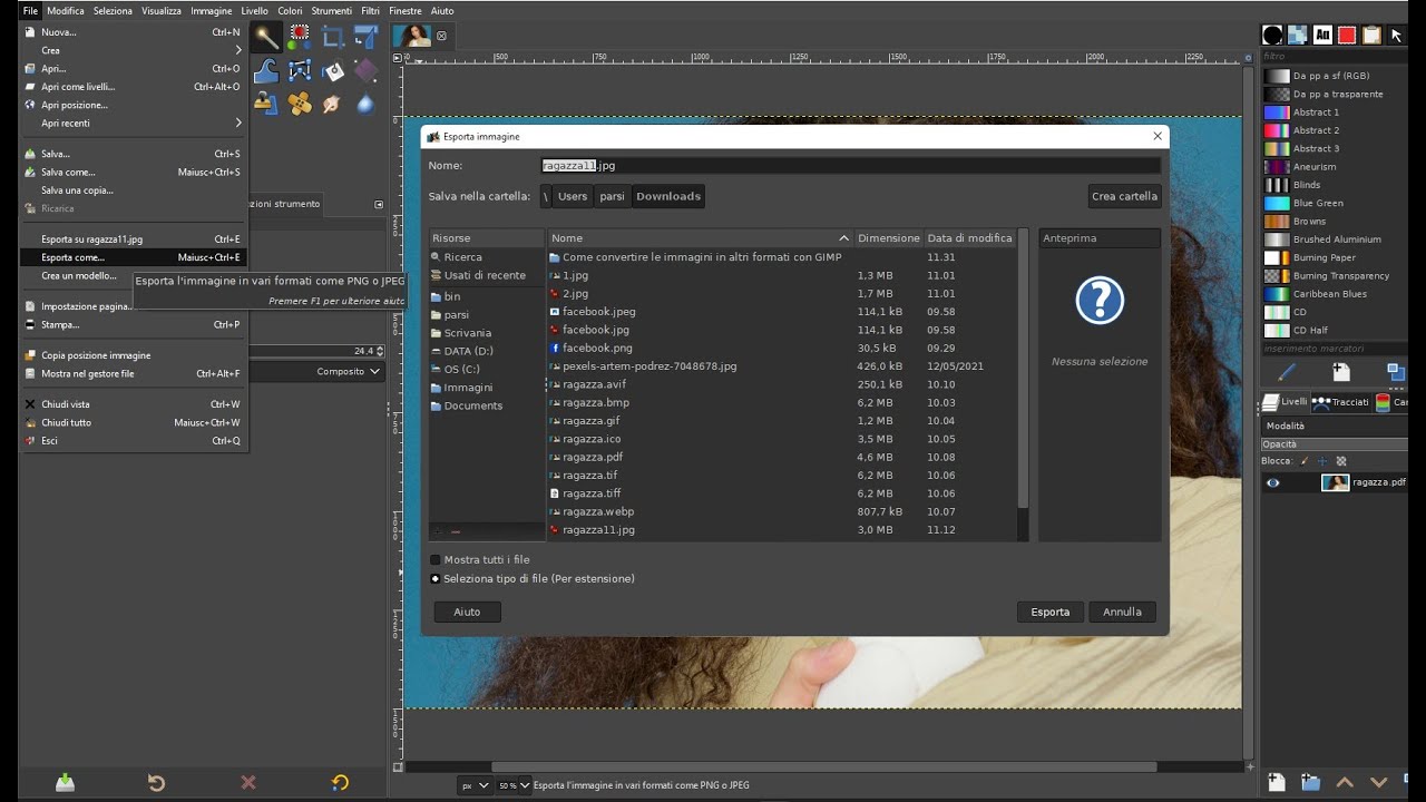 Come convertire le immagini in altri formati con GIMP