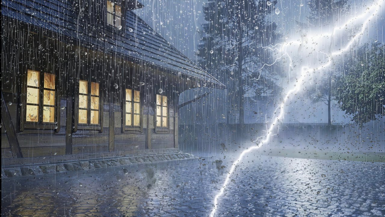 Heavy Rain & Night Thunderstorm for Deep, Fast Sleep 🌙 | 8 Hours