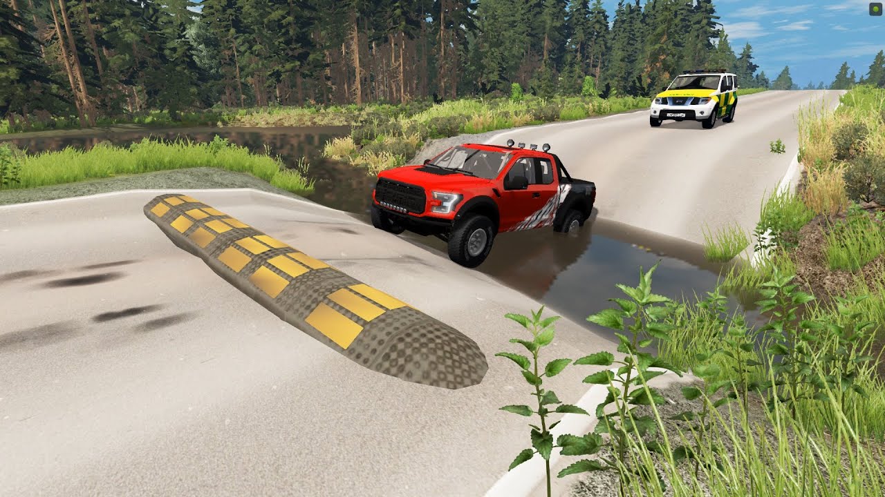 Cars vs Massive Speed Bumps and ditch - beamng drive