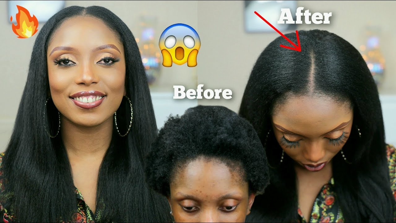NATURAL HAIR??? MOST REALISTIC KINKY STRAIGHT WIG HAIRLINE EVER! FT MY FIRST WIG