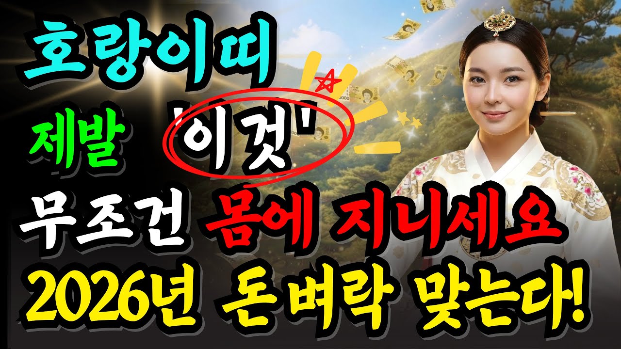 2026년 호랑이띠 2026년 금전운 대폭발!! 이걸 손에 쥐는 순간 돈의 방향이 바뀝니다. 하지만 이것만은 피해야 합니다! 재물 폭증 vs 재정 위험