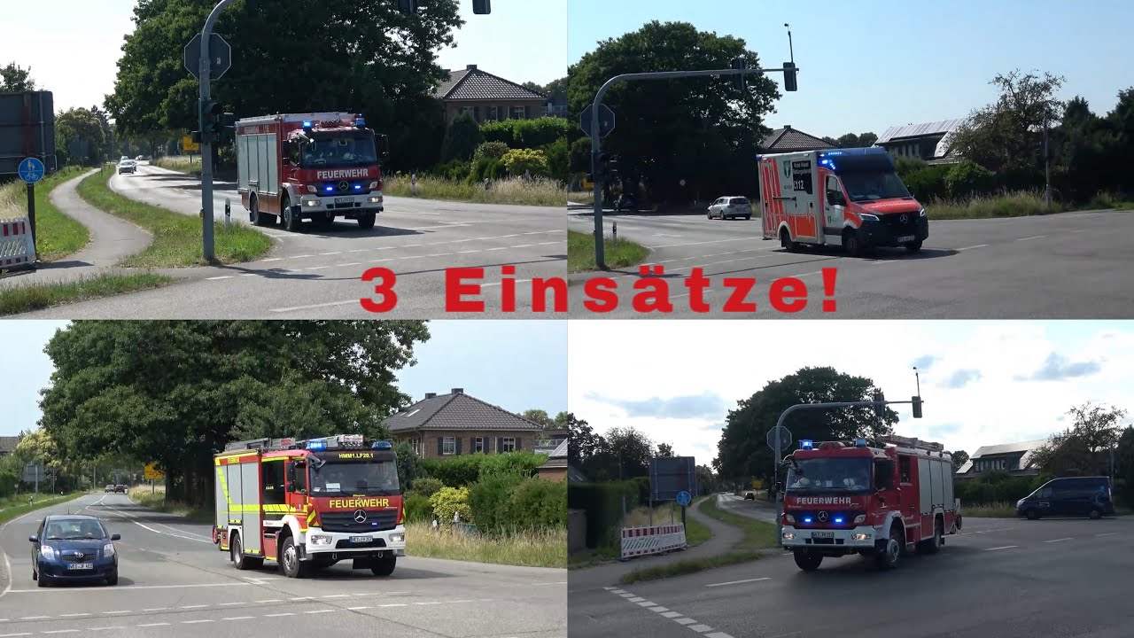 [3 Einsätze 🚨| Viel Pressluft] Einsatzfahrten FF Hamminkeln + RD zu verschiedenen Einsätzen