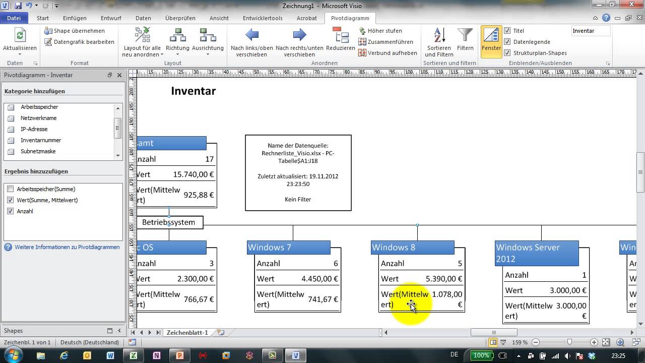 Visio # 7 - Excel-Tabellen mit Datengrafiken visualisieren