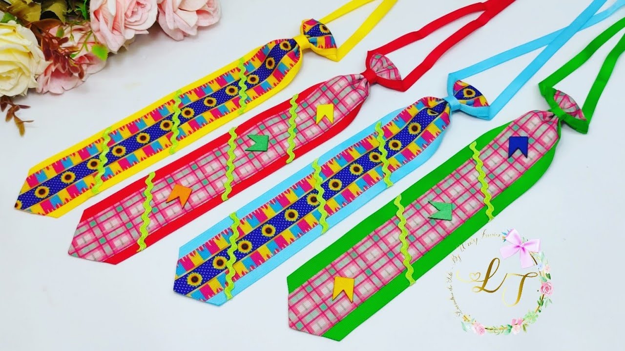 Gravata de fita para festa junina. #diy Ribbon.