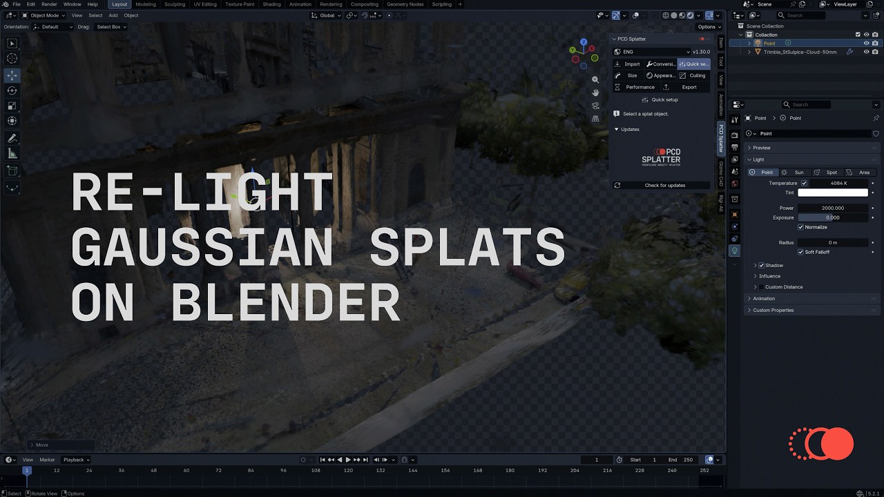 Blender tutorial: Re-light any point cloud / gaussian splats with this addon