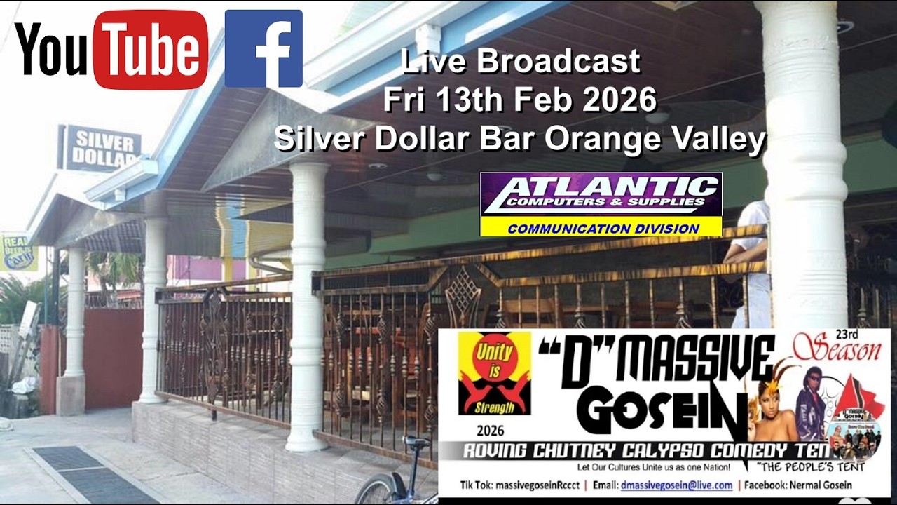 Massive Gosein Roving  Tent 2026. Live from Silver Dollar Bar, Orange Valley. 13th Feb 2026 @ 8 PM.